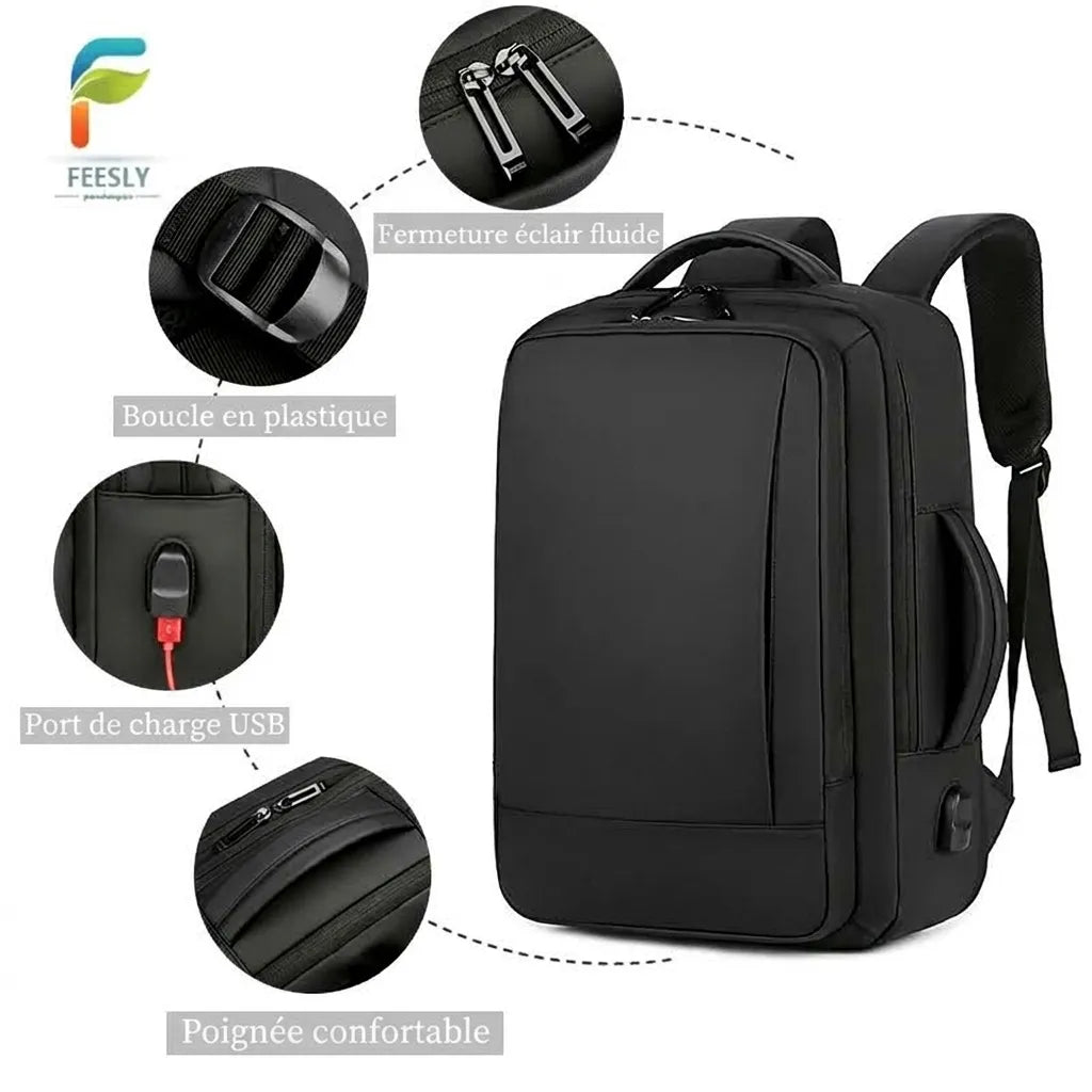 Détails de finition du sac à dos de voyage 2 en 1