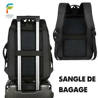 Sac à dos de voyage 2 en 1 fixé sur une valise à roulettes