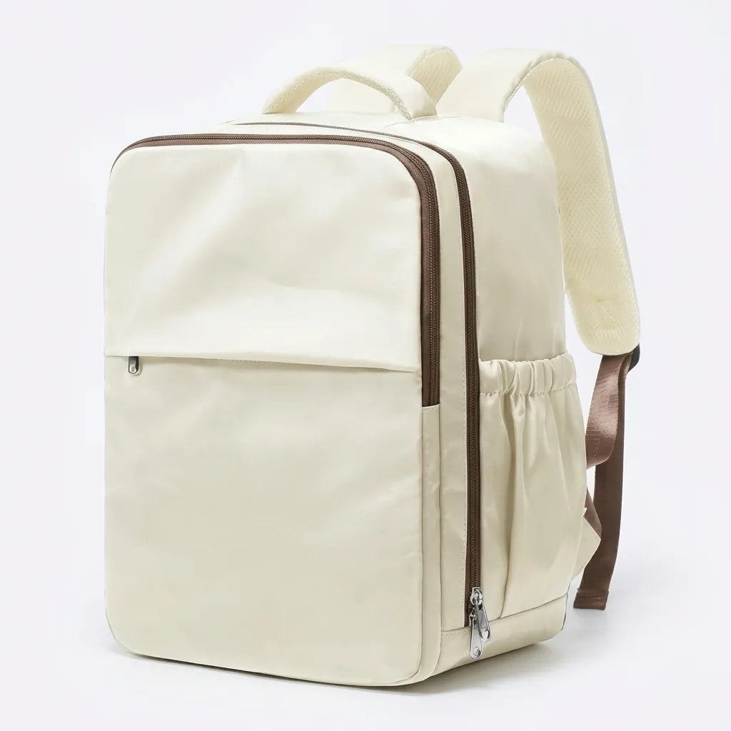 Sac de voyage cabine 40x30x20cm, coloris beige, sur fond blanc