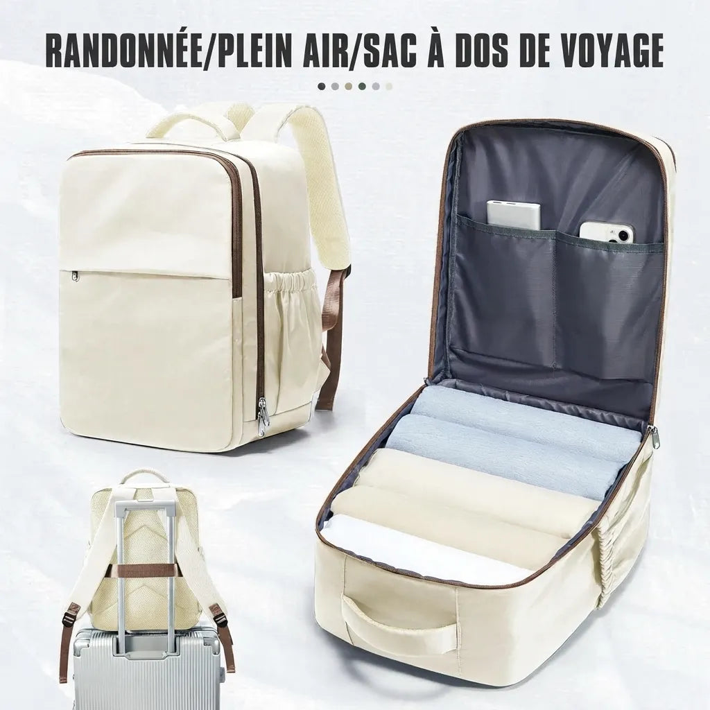 Sac de voyage cabine 40x30x20cm, coloris beige