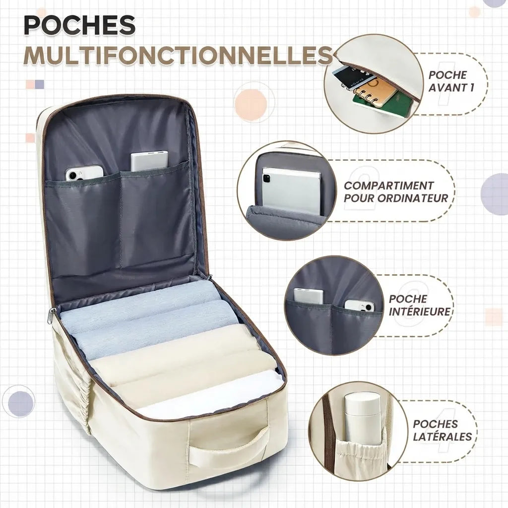 Détails de finition du sac de voyage cabine 40x30x20cm