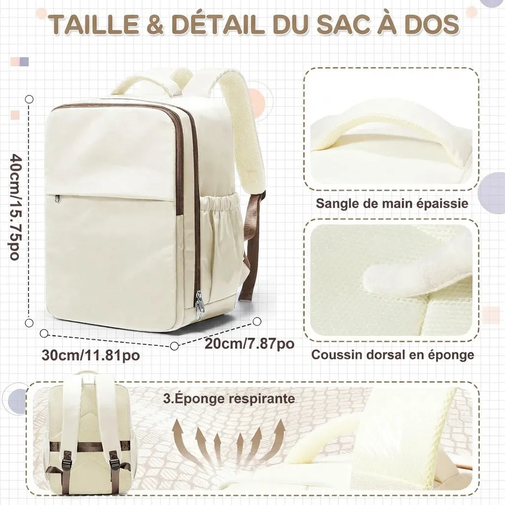 Sac de voyage cabine 40x30x20cm, dimensions et détails