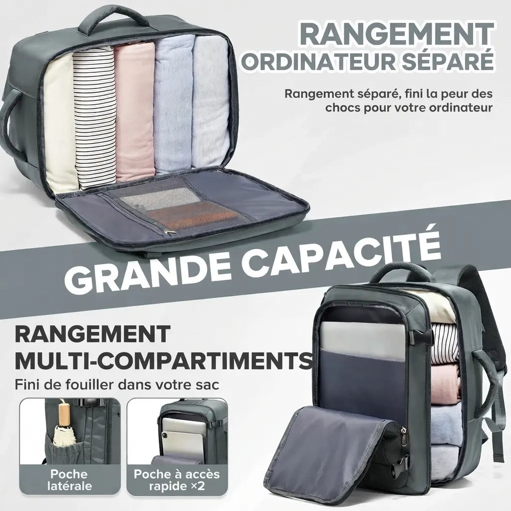 Sac de voyage cabine léger, capacité et compartiment ordinateur