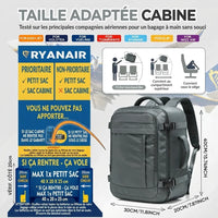 Sac de voyage cabine léger, format et compagnies aériennes indiquées