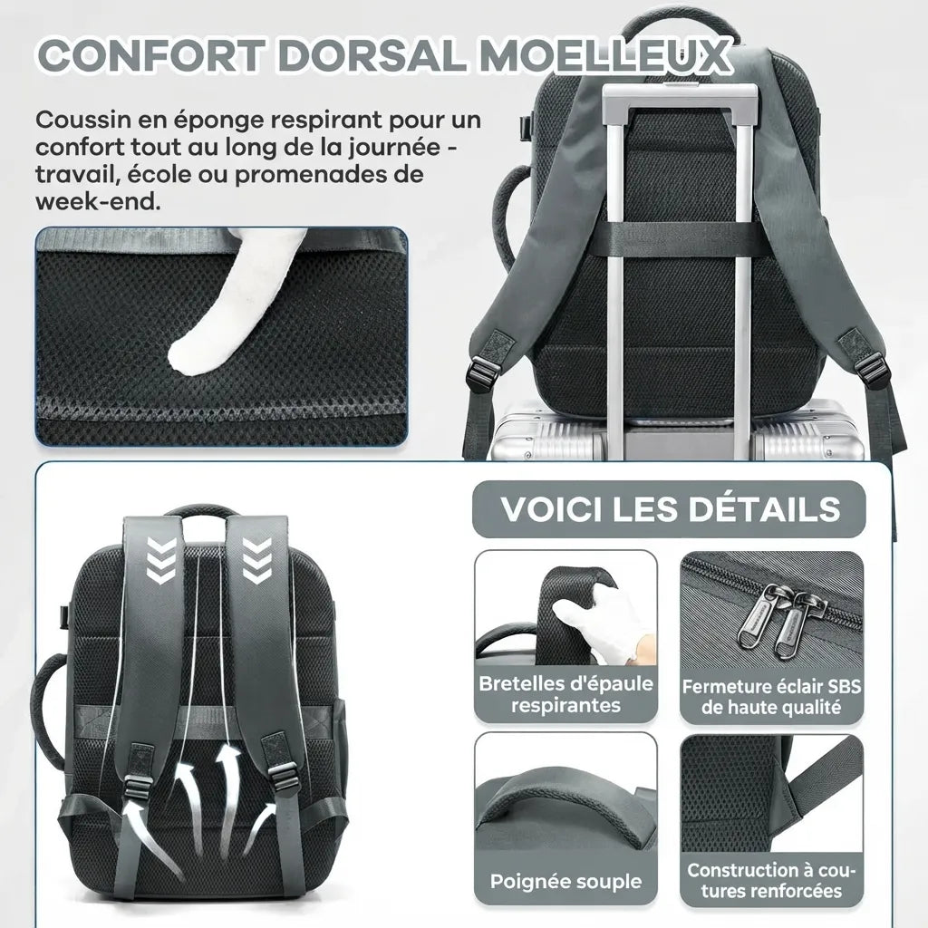 Détails de finition du sac de voyage cabine léger