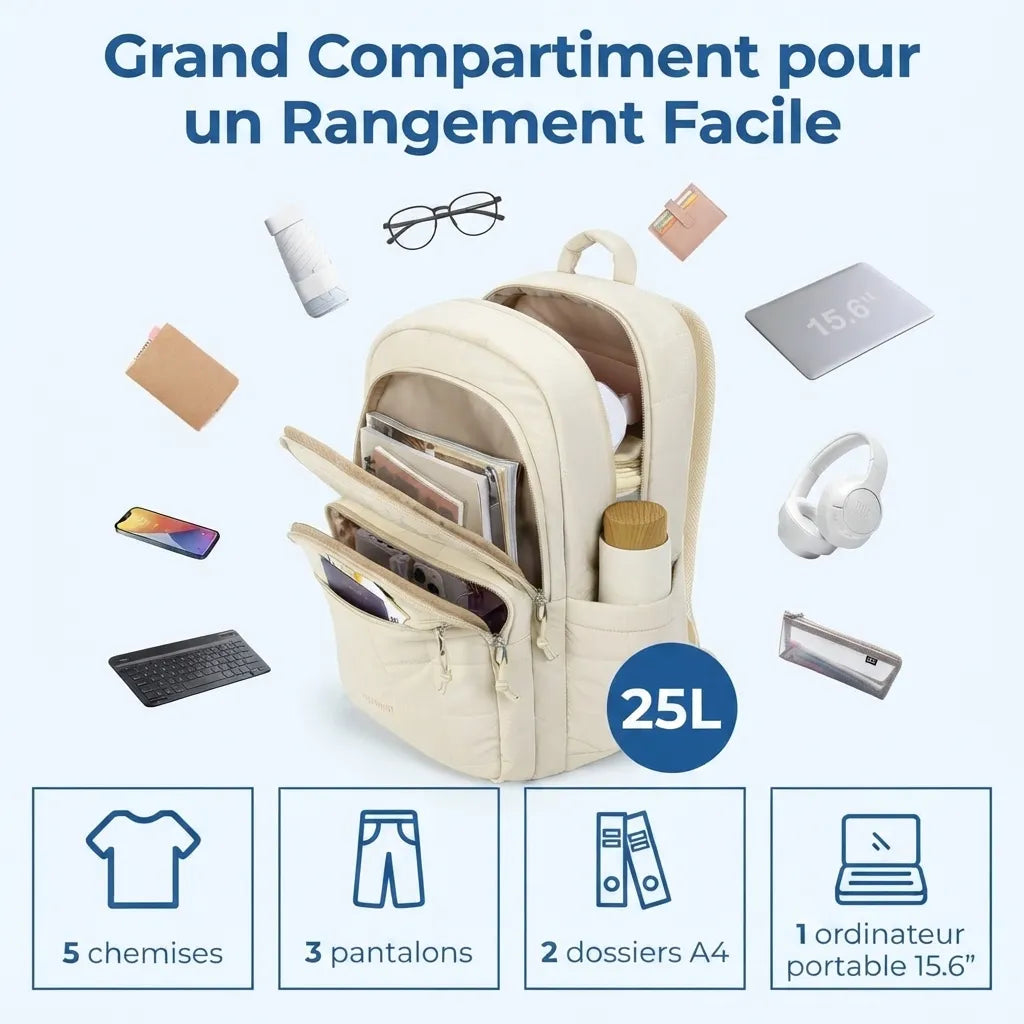 Capacité du sac à dos de voyage femme 25L