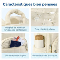 Détails de finition du sac à dos de voyage femme 25L