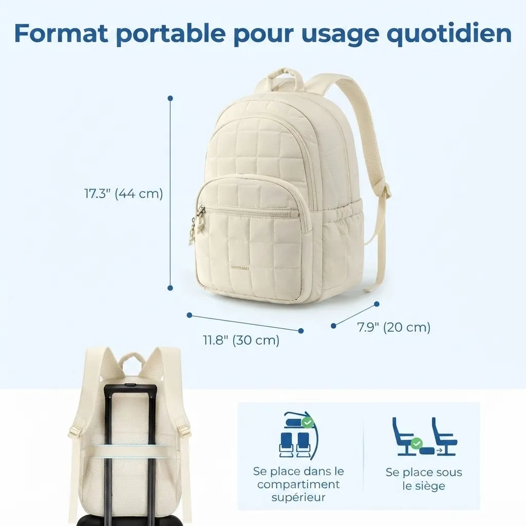 Sac à dos de voyage femme 25L, dimensions