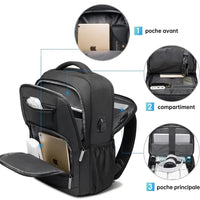 Capacité du sac à dos de voyage USB