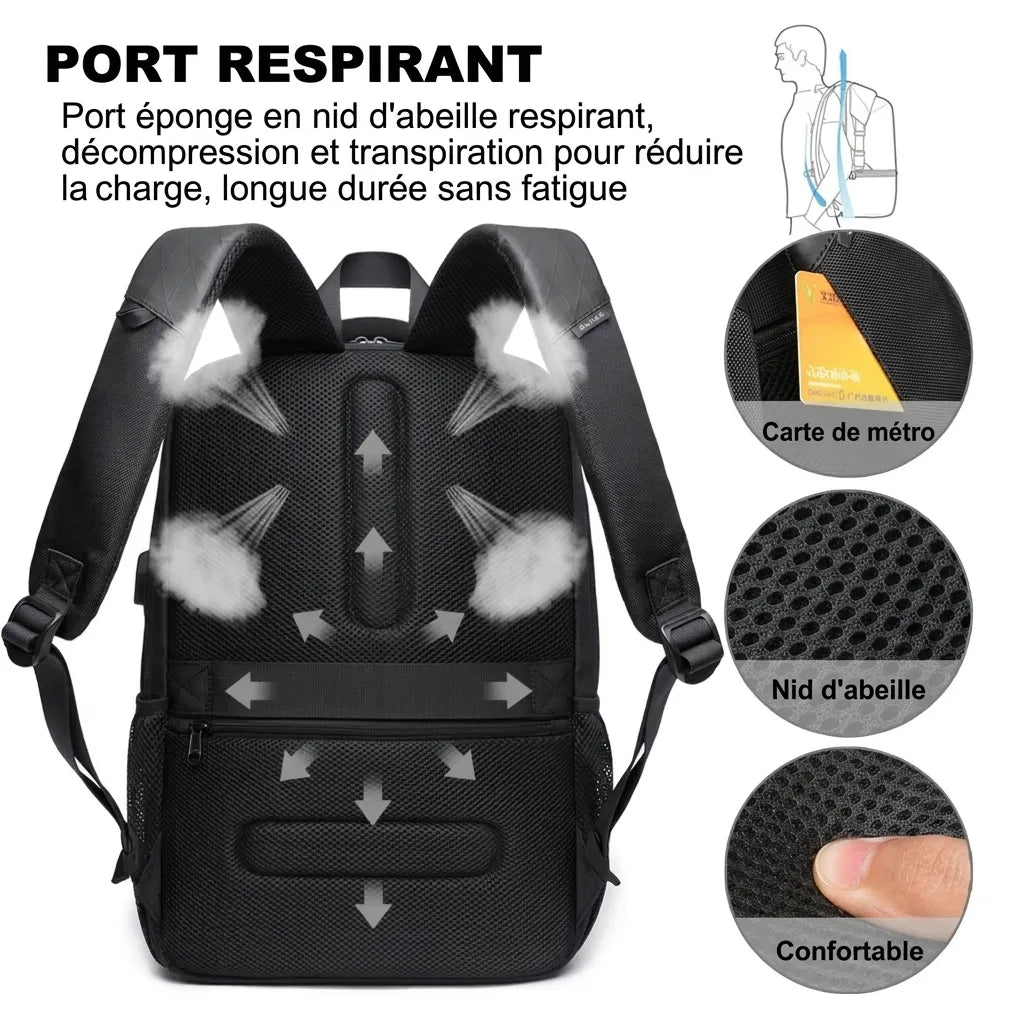 Dos matelassé du sac à dos de voyage USB