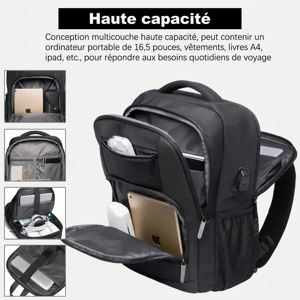 Détails de finition du sac à dos de voyage USB