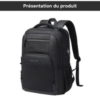 Sac à dos de voyage USB, coloris noir, présentation