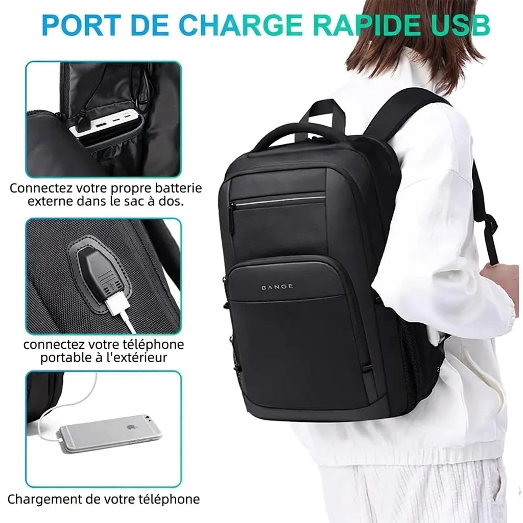 Sac à dos de voyage USB, porté