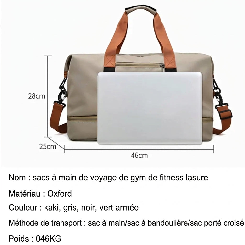 Sac de voyage 3 en 1, dimensions 46 x 25 x 28 cm