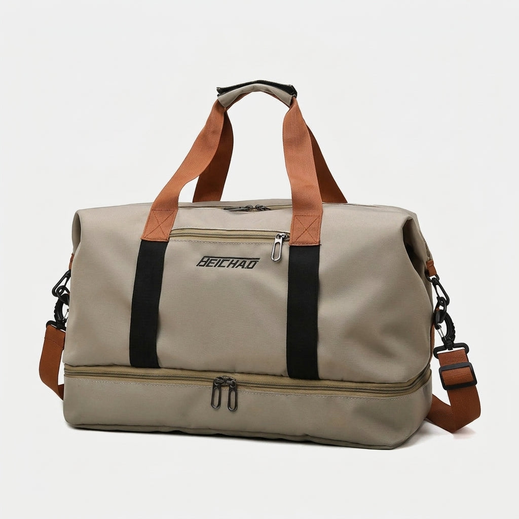 Sac de voyage 3 en 1, coloris kaki, porté en bandoulière