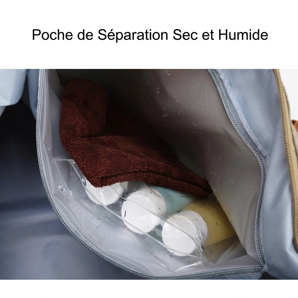 Compartiment linge humide du sac de voyage 3 en 1