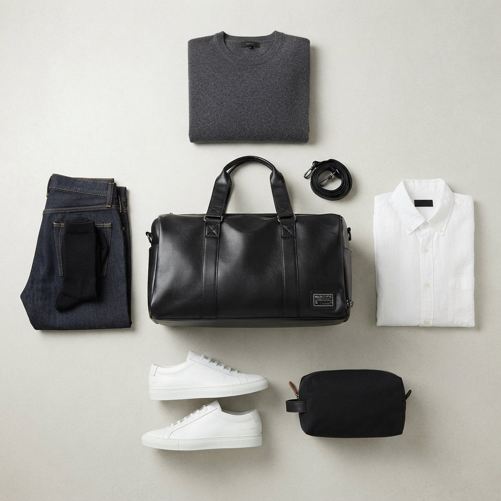 Capacité de rangement du sac de voyage homme en simili cuir