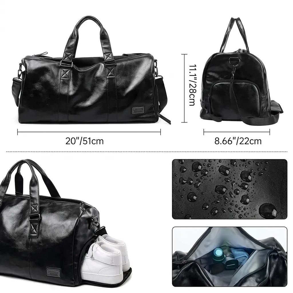 Sac de voyage homme en simili cuir, taille Large 31L, dimensions