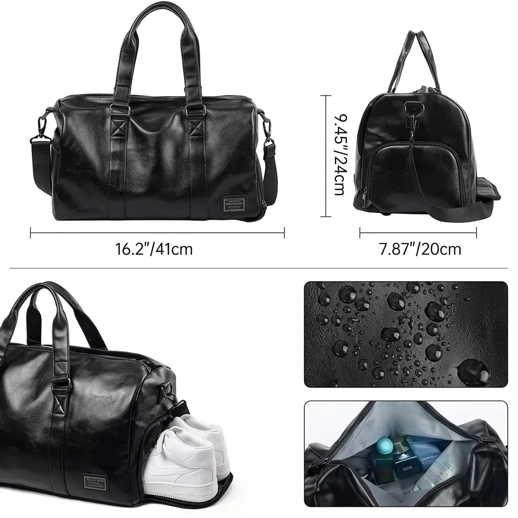 Sac de voyage homme en simili cuir, taille Normal 20L, dimensions