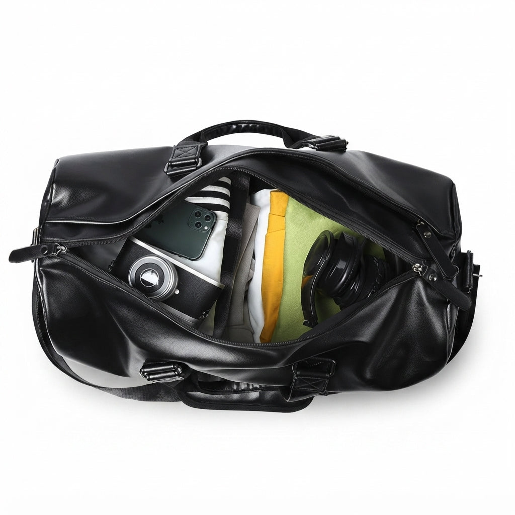 Intérieur du sac de voyage homme en simili cuir