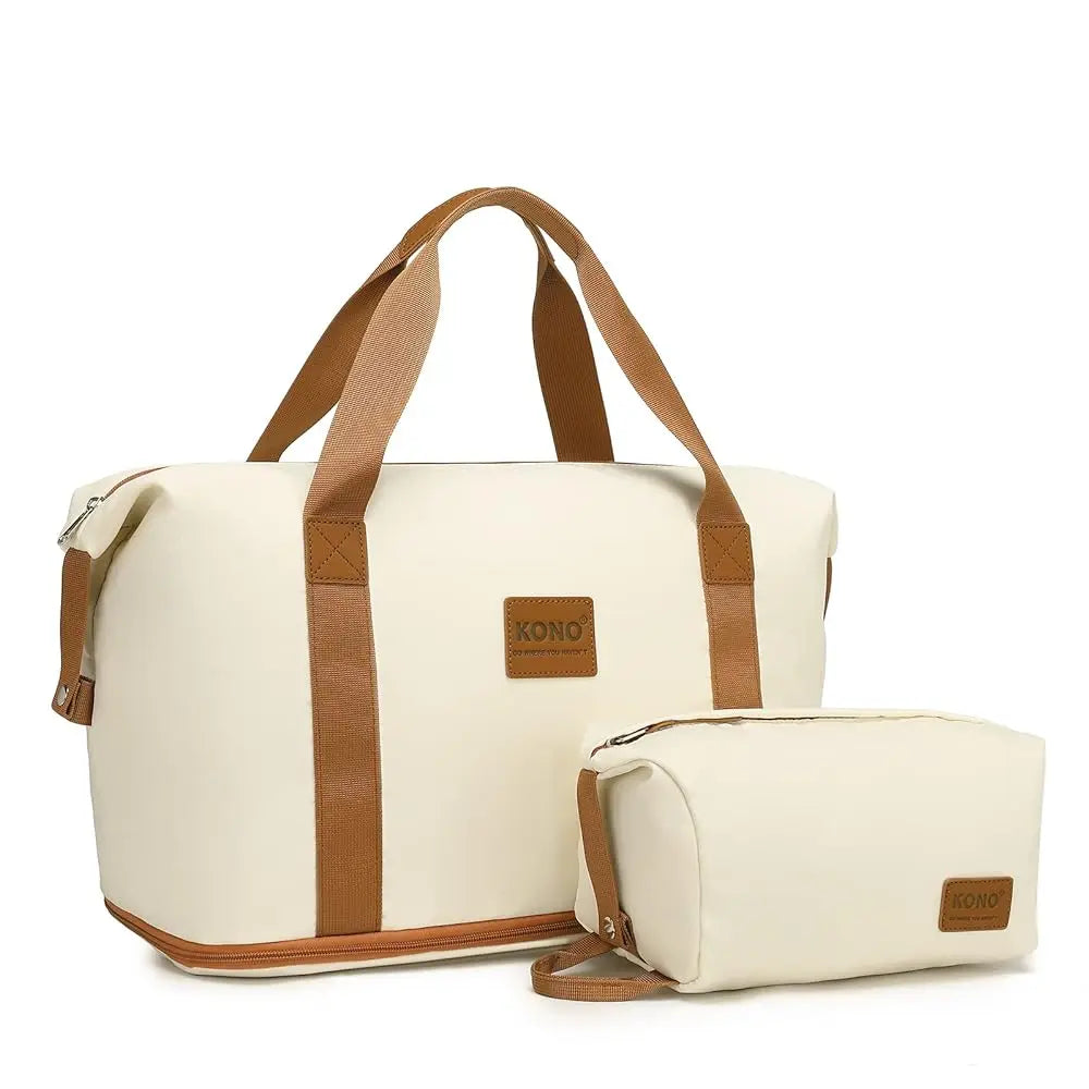 Sac de voyage femme extensible 36L, coloris ivoire