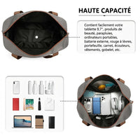 Sac de voyage femme extensible 36L, compartiment déplié