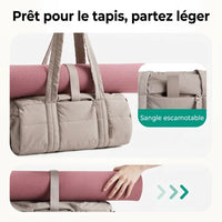 Sac de voyage femme 18L, bande élastique pour tapis de yoga
