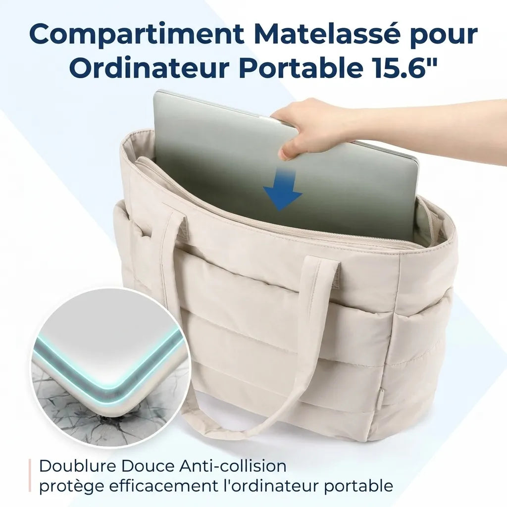 Compartiment ordinateur du sac de voyage femme 20L