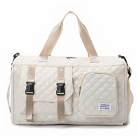 Sac de voyage femme cabas à boucles, coloris beige