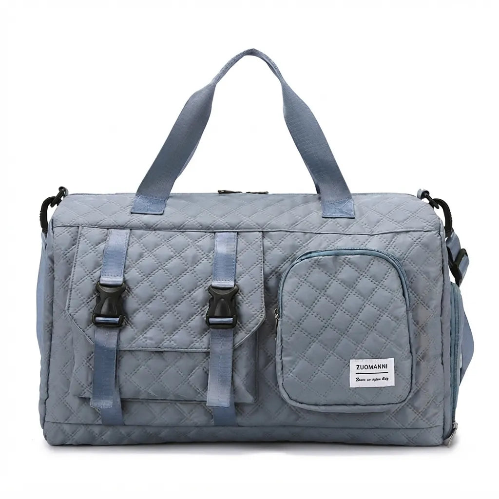 Sac de voyage femme cabas à boucles, coloris bleu clair