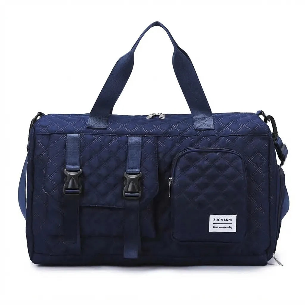 Sac de voyage femme cabas à boucles, coloris bleu foncé