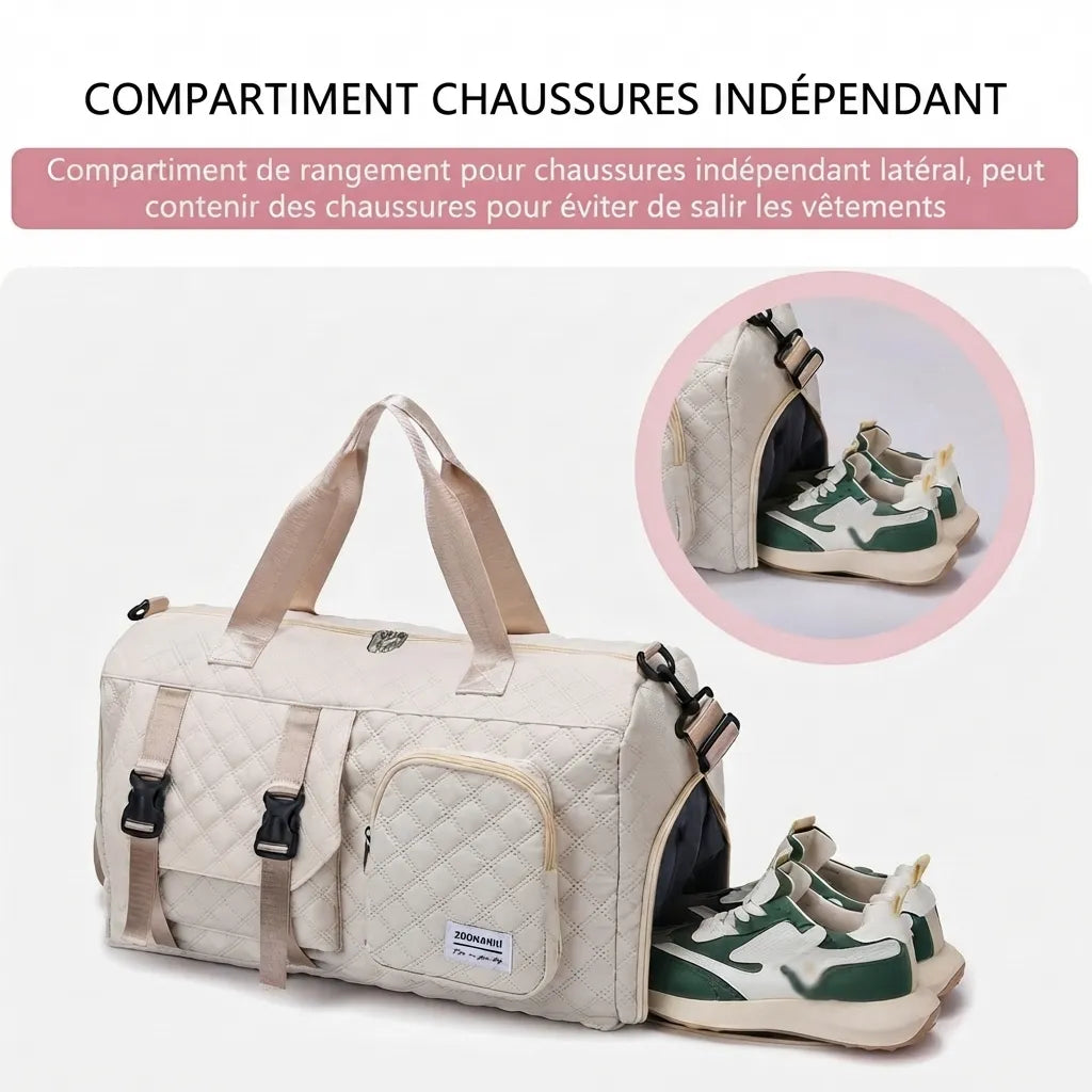 Compartiment à chaussures du sac de voyage femme cabas à boucles