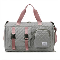 Sac de voyage femme cabas à boucles, coloris gris rose