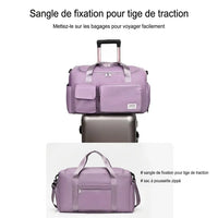 Sac de voyage femme cabas 50x20x28cm fixé sur une valise