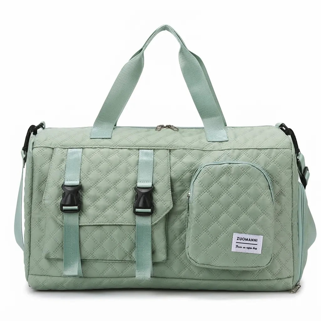 Sac de voyage femme cabas à boucles, coloris vert