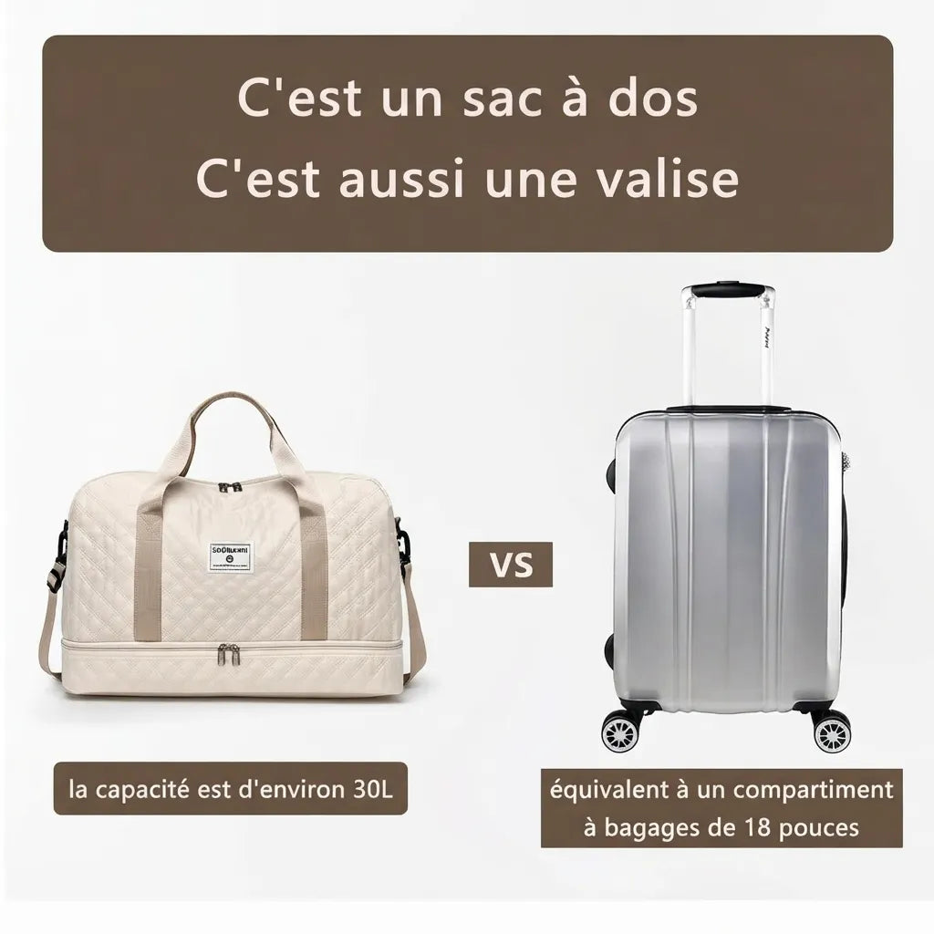 Sac de voyage femme matelassé, format 2 en 1