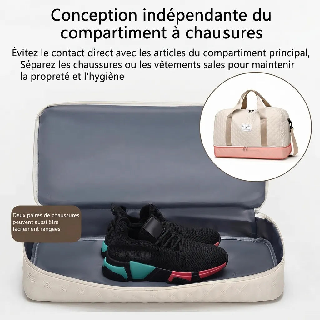 Compartiment à chaussures du sac de voyage femme matelassé
