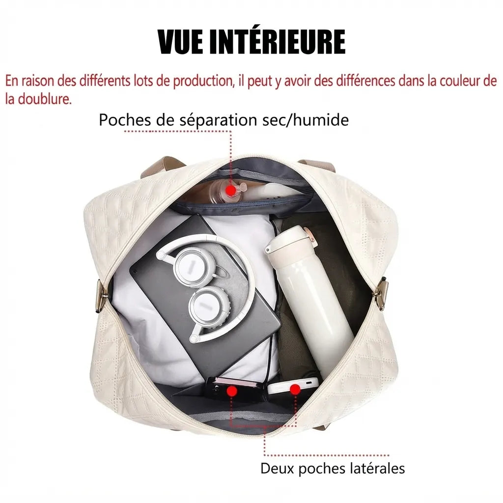 Intérieur du sac de voyage femme matelassé