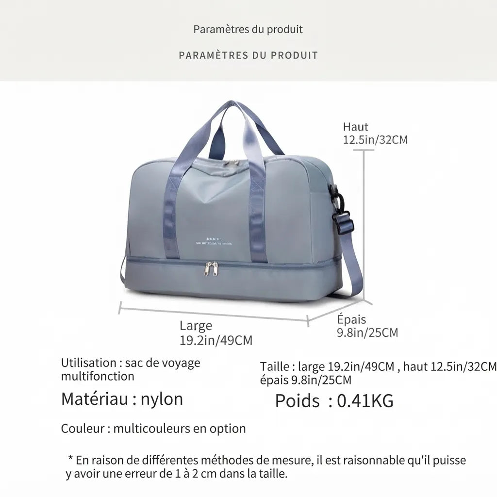 Détails de finition du sac de voyage femme week-end