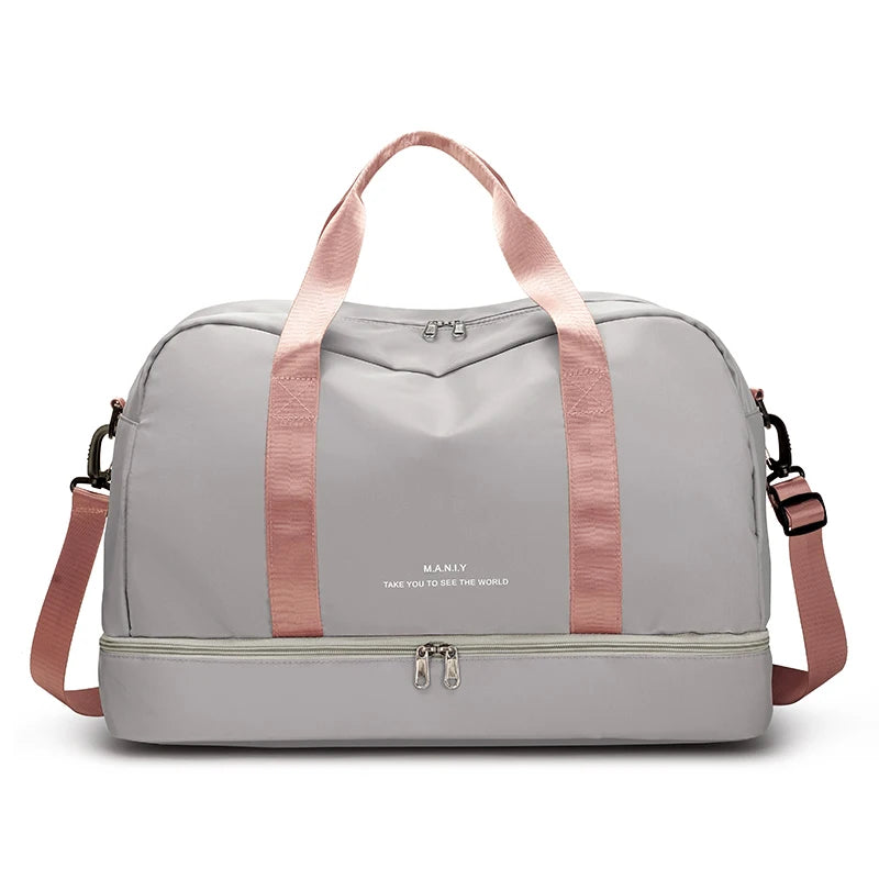 Sac de voyage femme week-end, coloris gris rose
