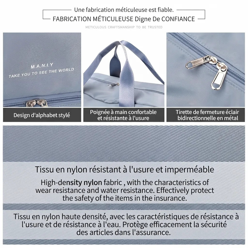 Fermeture éclair bidirectionnelle en métal du sac de voyage femme