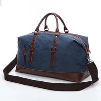 Sac de voyage homme en toile, coloris bleu, avec bandoulière