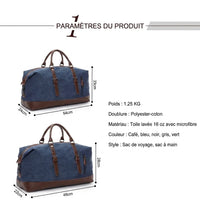 Détail des poignées du sac de voyage homme en toile