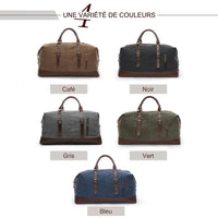 Détail de la bandoulière du sac de voyage homme en toile