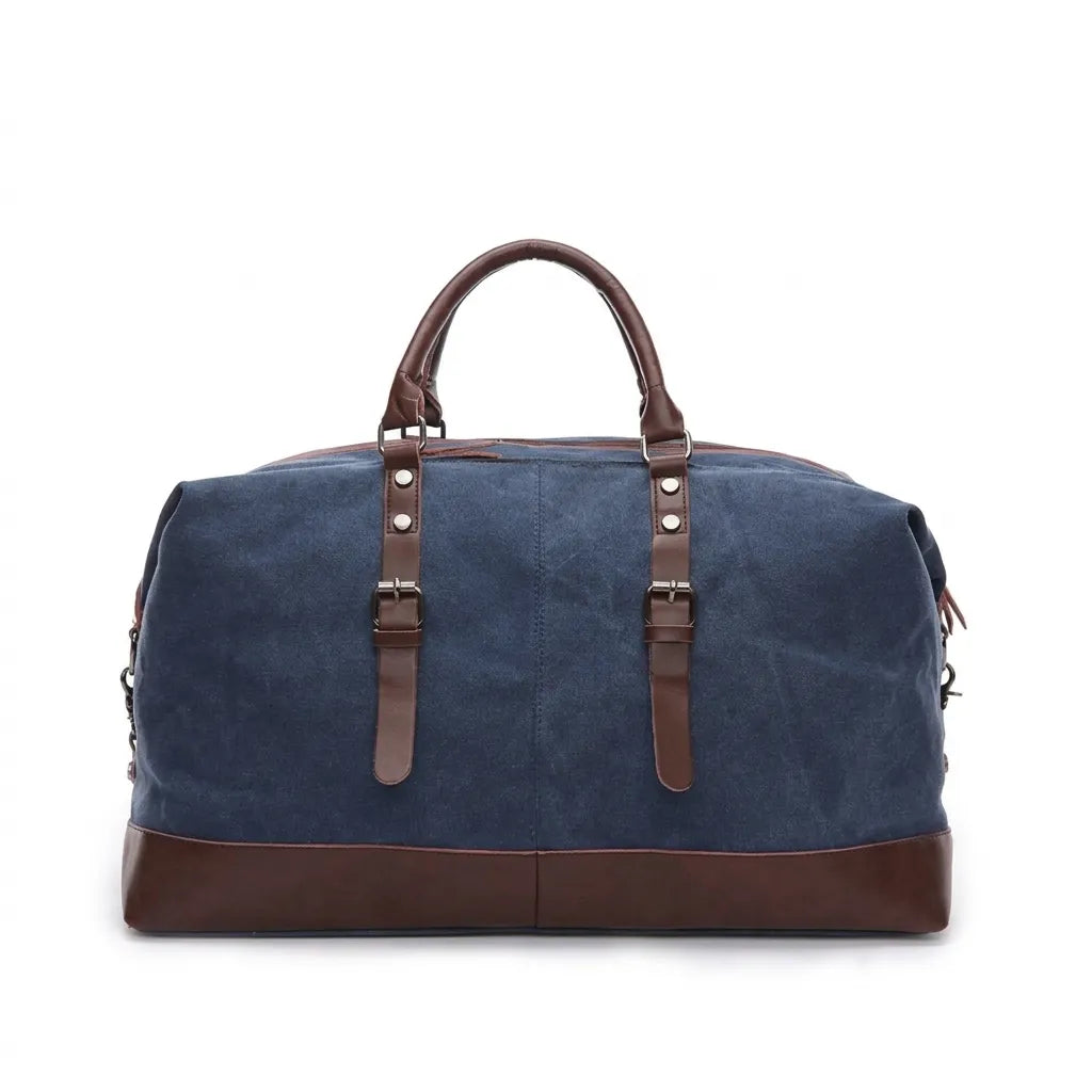Sac de voyage homme en toile, coloris bleu, vue de face