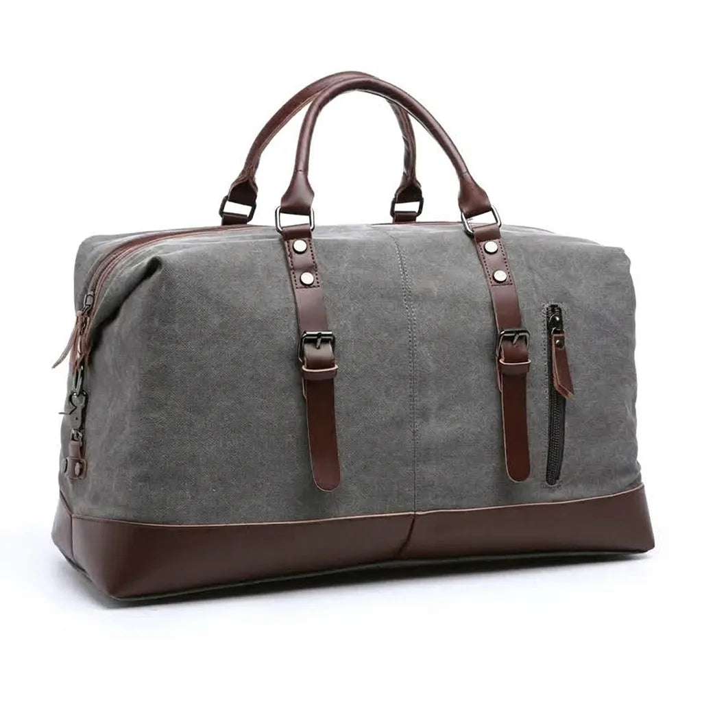 Sac de voyage homme en toile, coloris gris, grande taille