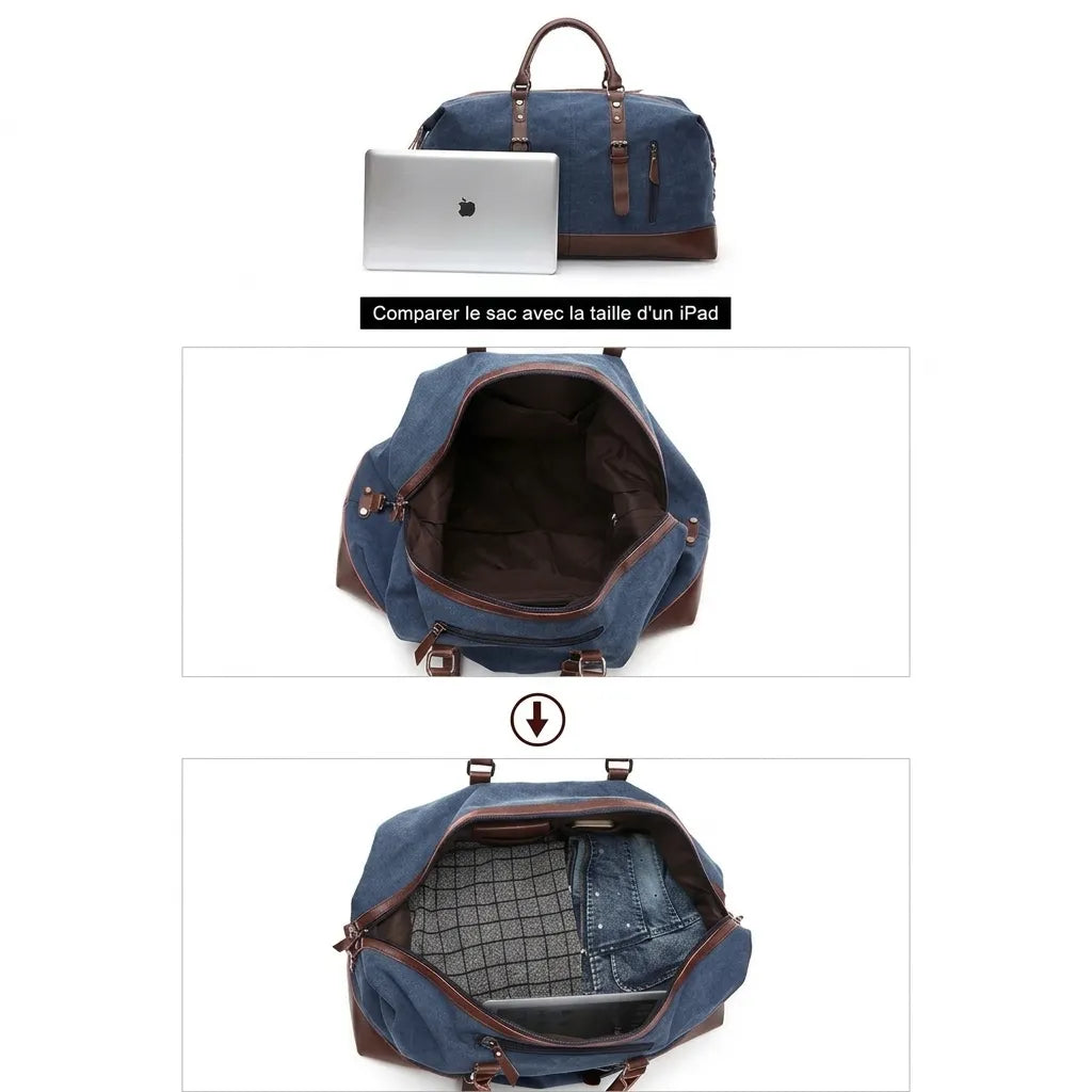 Intérieur du sac de voyage homme en toile