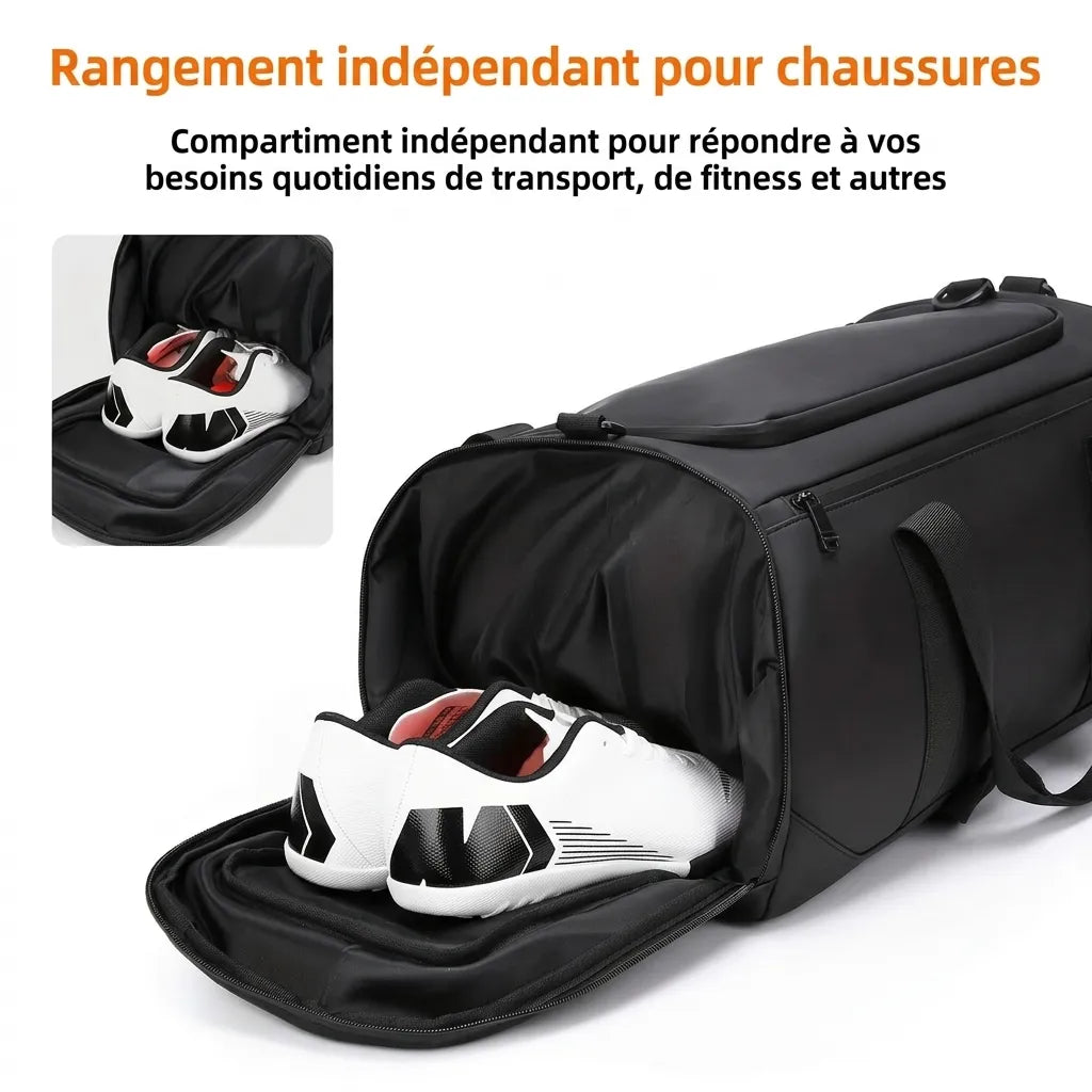 Compartiment chaussures du sac de voyage homme multifonction