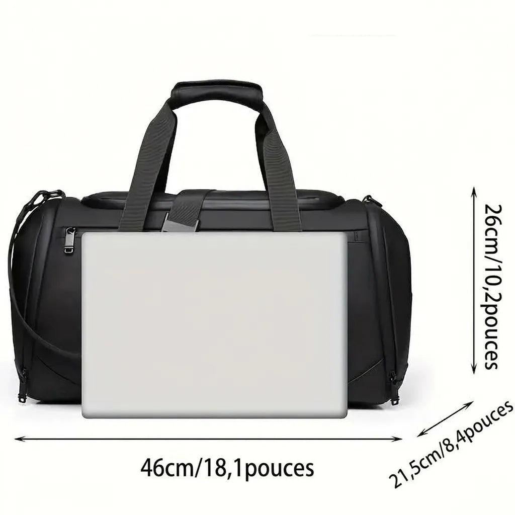 Sac de voyage homme multifonction, dimensions 46 x 21,5 x 26 cm