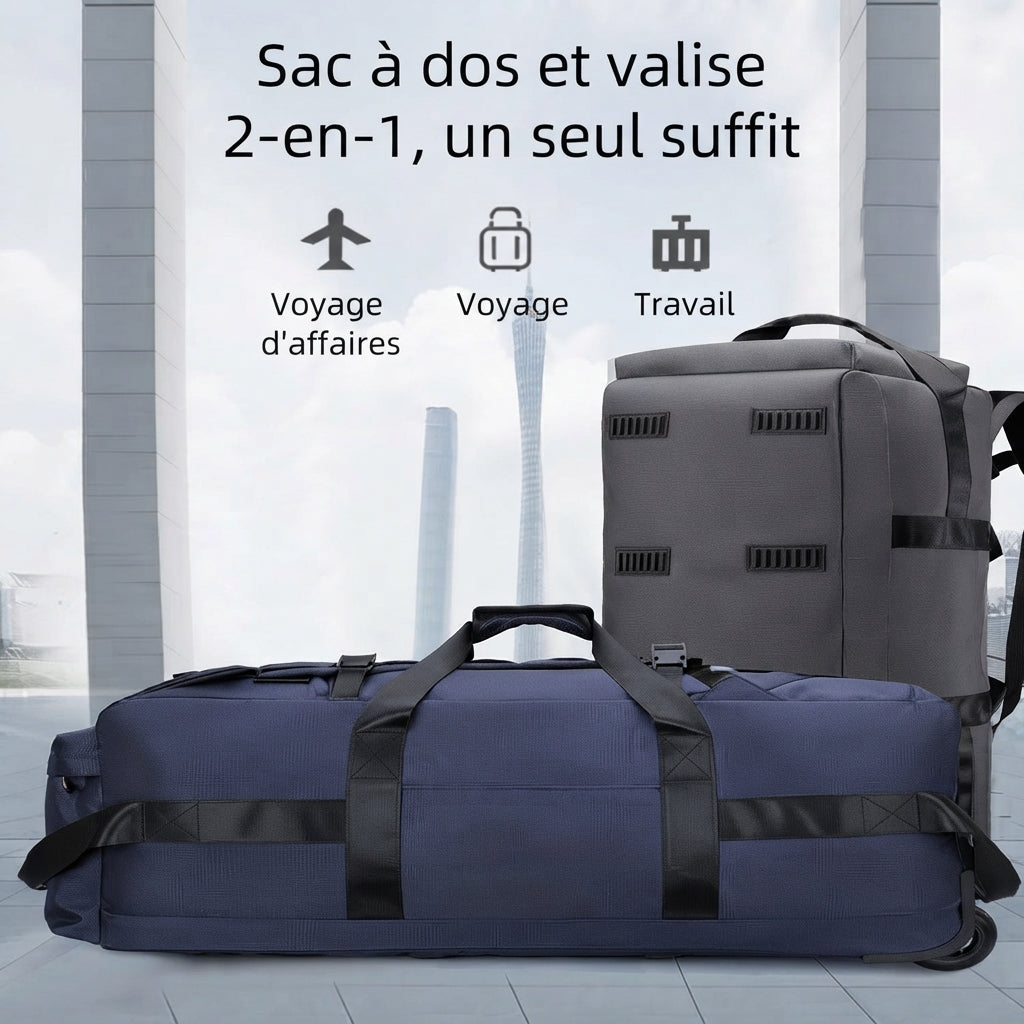 Sac de voyage à roulettes 80 litres, convertible en sac à dos